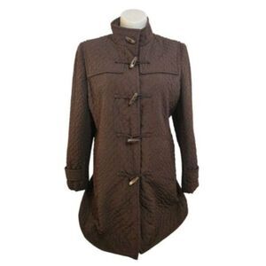 Talbots Vintage Quilted Jacket Women XL Brown Zip Front Pockets Warm Fall Winter